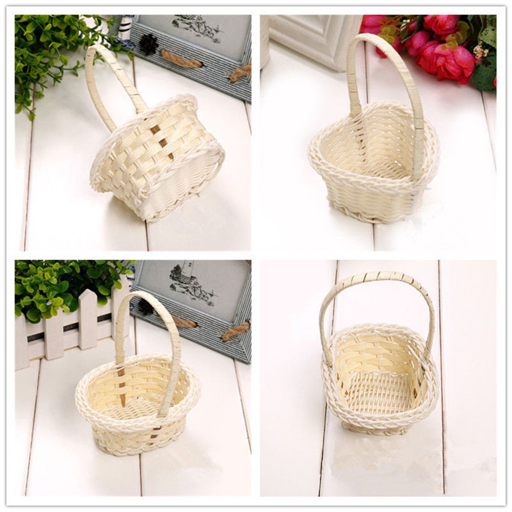 Plastic Weaving Vegetable Fruit Picnic Garden Storage Basket Box Cosmetics Organizer Wedding Party Candy Packing Basket