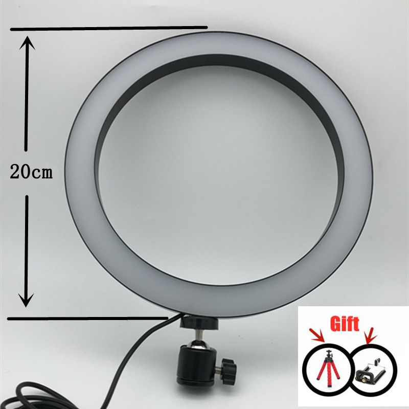 16 Cm/26 Cm Fotografische Studio Selfie 20 Cm Ring Licht 3200 K-5500 K Dimbare Led Verlichting met Usb Kabel Draagbare Desktop Statief: 20cm