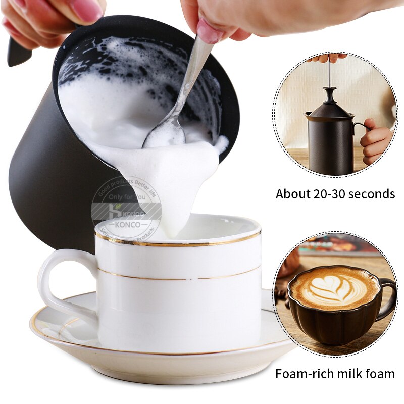 Konco-Espumador de leche portátil y potente, máquina para hacer capuchino, Lattes, a prueba de balas y café Keto, hecho a mano