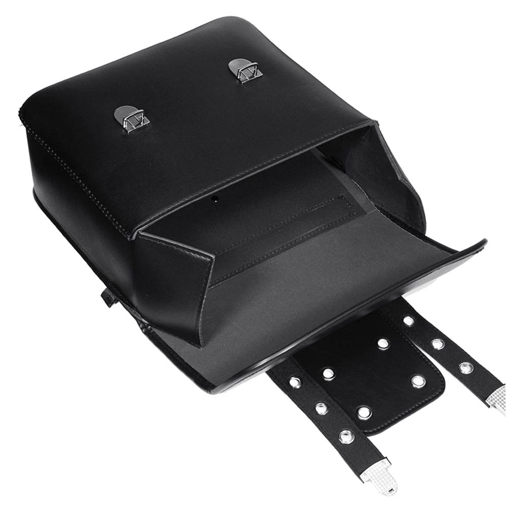 1 Pair PU Leather Waterproof Motorcycle Side Saddlebag Luggage Saddle Bag Black