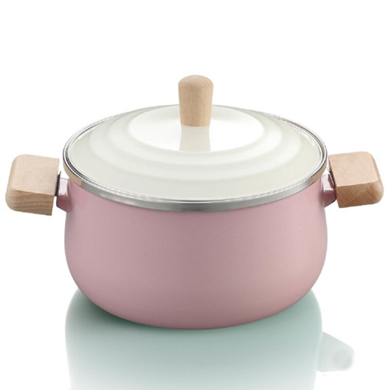 Porcelain Enameled Milk Pot Cooking Non-stick Color Soup Pot with Cover Induction Cooker Gas Stove Applicable Cookware Milk Pan: Pink Soup Pot