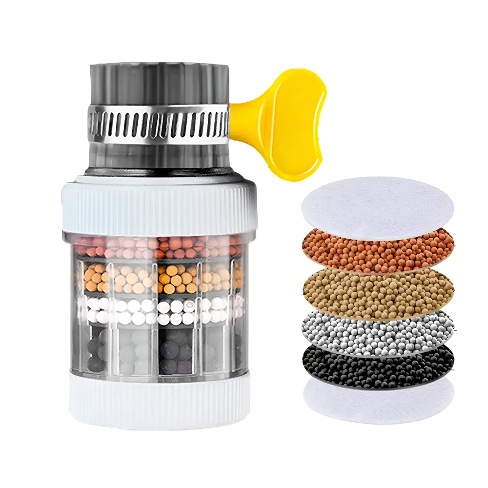 Purificador de grifo con filtro de agua de 6 capas para grifo, accesorios de cocina, mezclador, aireador, boquilla para grifo de baño, sistema de filtración de agua
