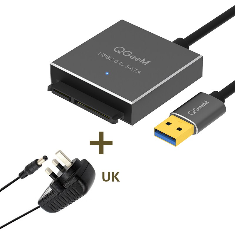 Qgeem Sata Naar Usb Adapter Usb 3.0 Kabel Naar Sata Converter Voor Samsung Seagate Wd 2.5 3.5 Hdd Ssd Harde disk Usb Sata Adapter: Aluminium UK Adapter