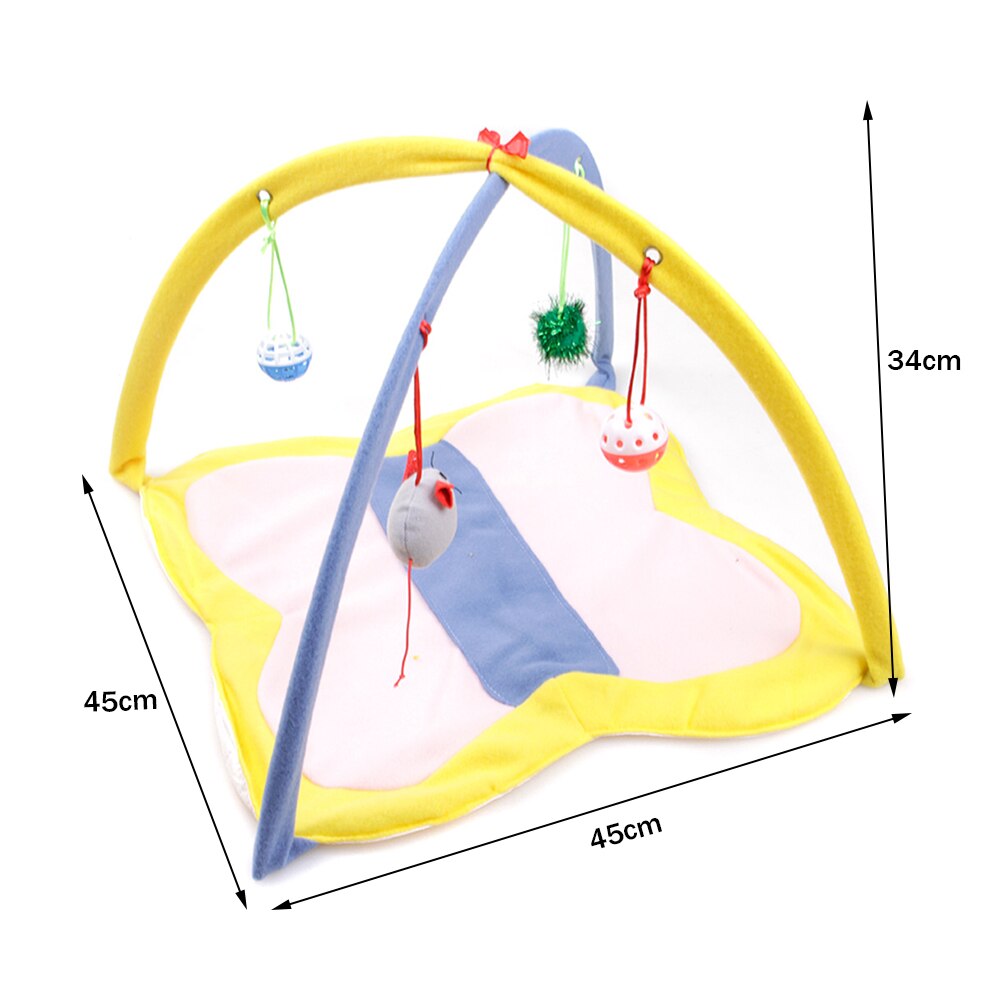 Foldable Cat Play Mat Cat Interactive Tent Activity Center with Hanging Cat Toys Balls Mice Outdoor Cat Bed Pad Sleep Play Tent: 2