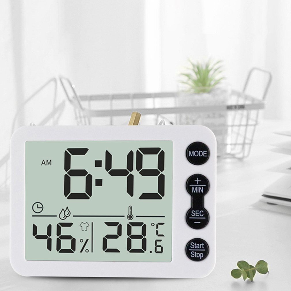 Compteur de température et d'humidité intérieur, grand écran, réveil, minuteur électronique de cuisine