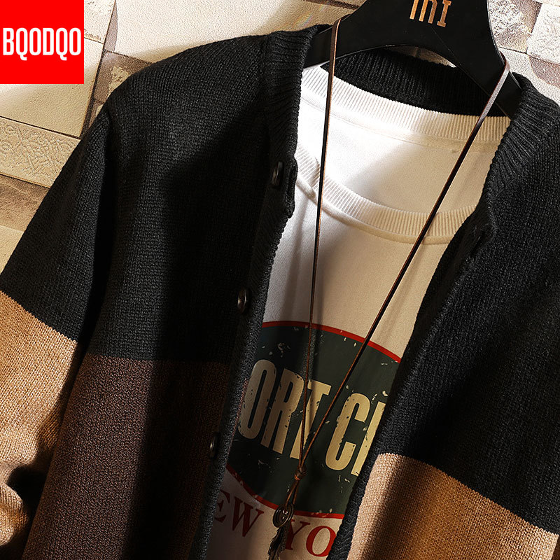 Cardigan genser menn høst vinter gensere plus size herre strikket svart koreansk stil hip hop casual genser