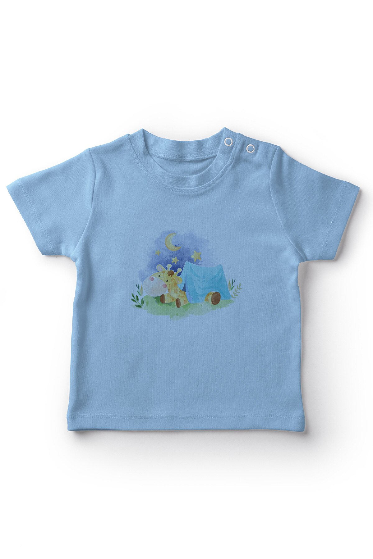Angemiel Baby Çadırdaki Giraffe Boys Baby T-Shirt Blue