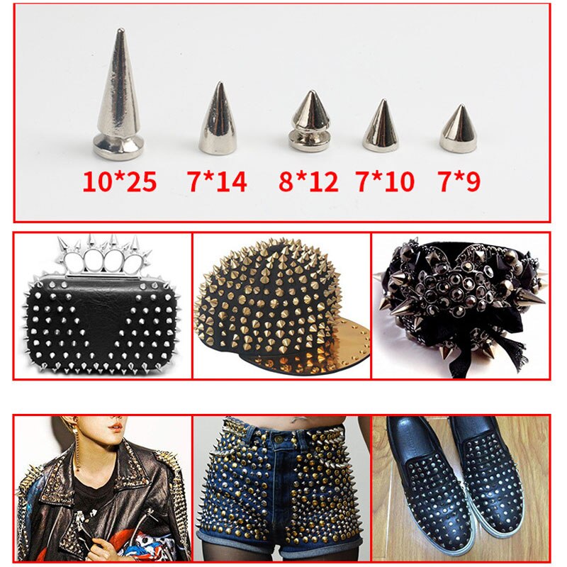 Kegle pigge punk nitter stud skrue træ form tilbage pigge til diy håndværk cool nitter læder sko jakke håndværk tøj taske