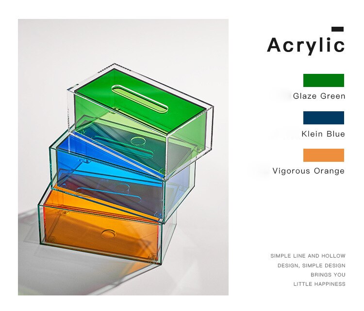 Solid Acryl Tissue Box Huishoudelijke Tafel Papier Opbergvak Servet Papier Cover Rechthoek Case Papier Holder Thuis Organizer ZH268