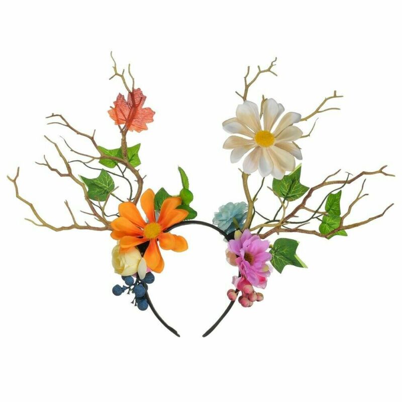 Corona de guirnaldas para niña y mujer, diadema con ramas góticas, flores, disfraz cuernos de Navidad, corona de guirnaldas para el pelo para niña, corona Floral, accesorios para el cabello
