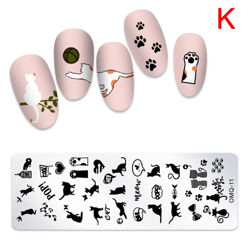 Noël ongles estampage plaques ligne photos ongle Art plaque ongles impression modèle: K