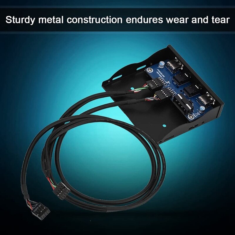 Multi-Functional Front Panel,USB2.0 HD-Audio Floppy Front Panel 3.5inch 9Pin to 2 USB2.0 Interface with MIC Audio Plug