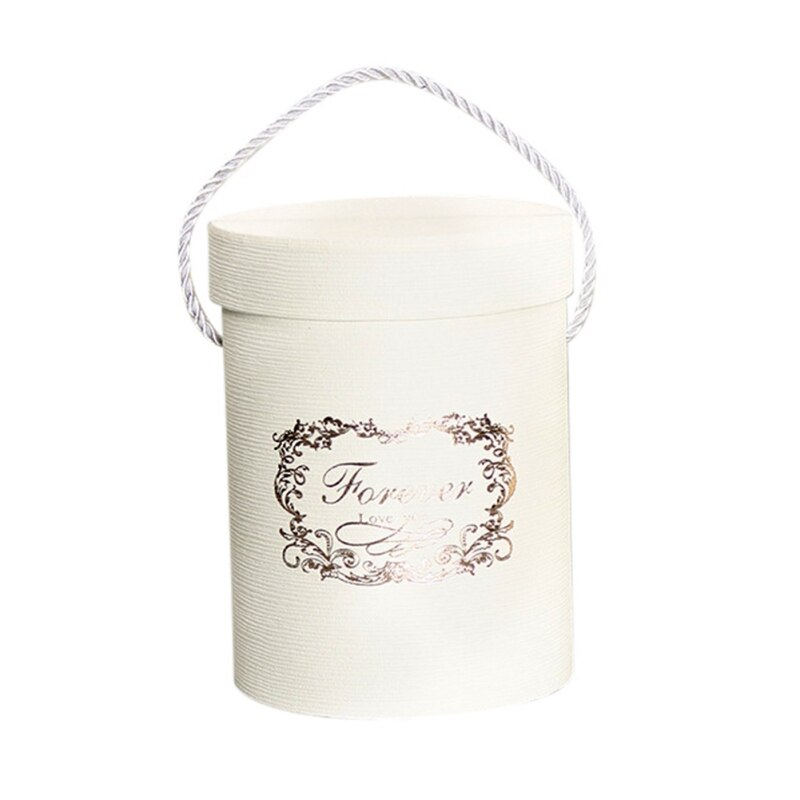 Hoedendozen ronde bloemendozen bloemenverpakking papieren zak opbergdoos snacks snoepverpakking doos met deksel lanyard 1: Beige