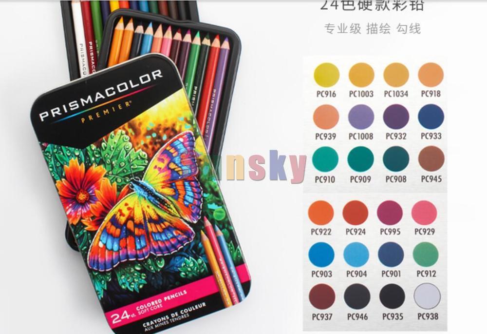 Prismacolor Premier Oily Colored Pencils 24/48/72/132/150 color Tin Box Set Soft Core Portrait Skin color: 24 new version