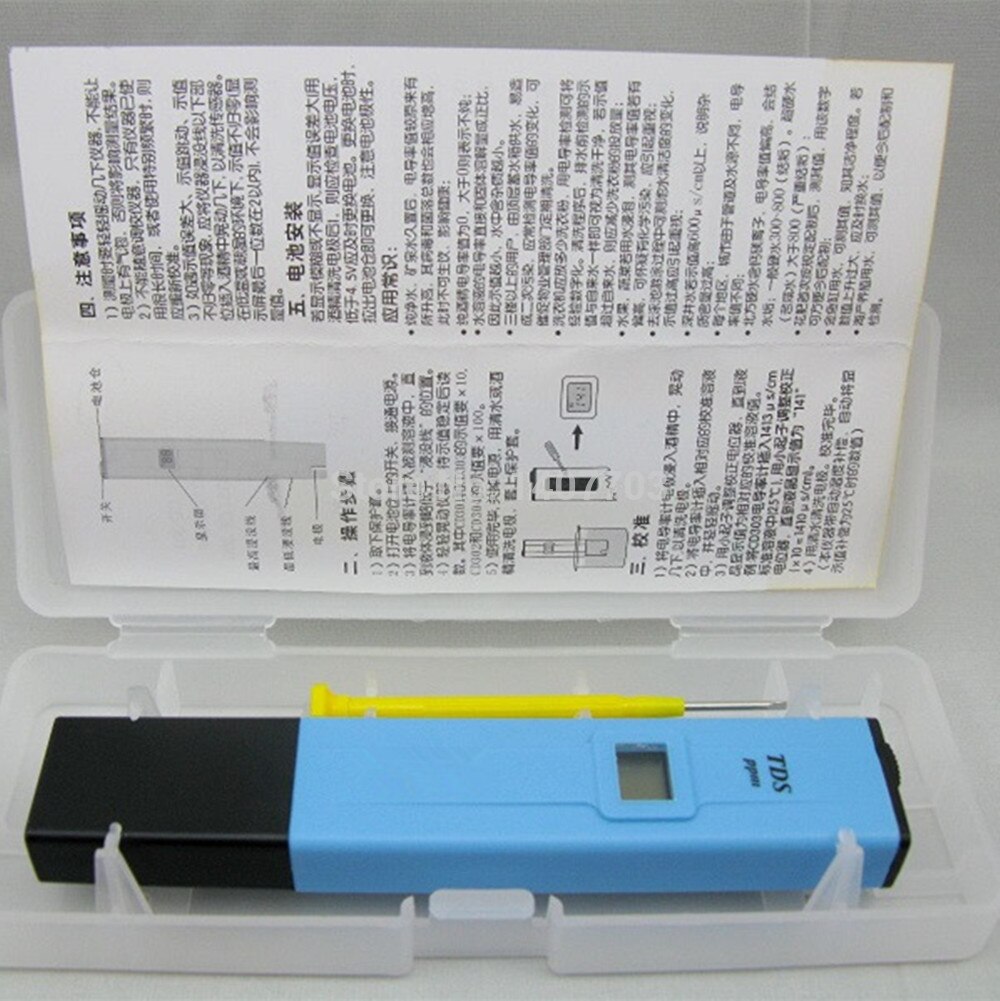 10-1990ppm digitale Pen TDS ppm meter in plastic box pocket ppm meter/tds tester