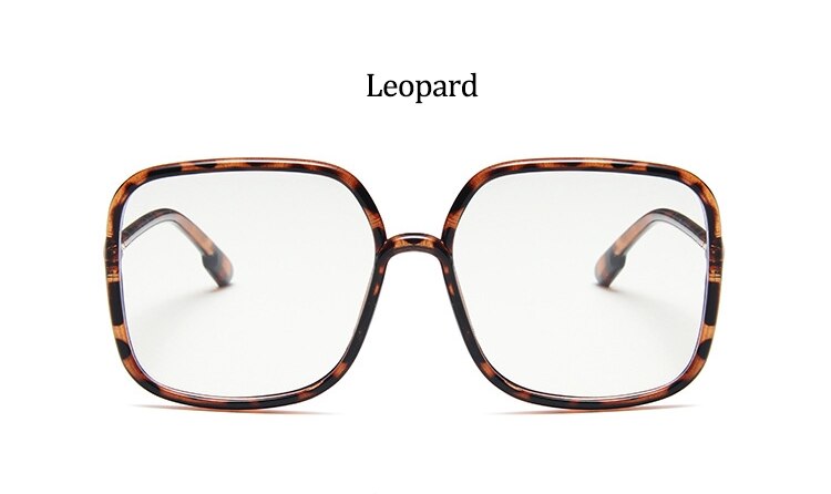 Oversized Square Glasses Women Clear Black Big Frame Retro Transparent Optical Computer Glasses Frame Eyeglasses: Leopard