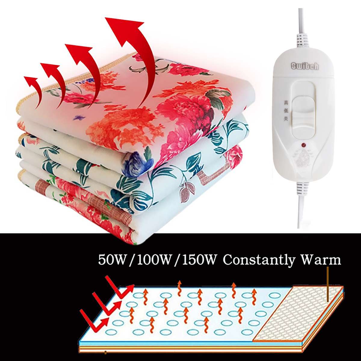 Manta eléctrica portátil AC220V, calefactor para dormitorio, termostato de cama, calefacción eléctricos para colchones suaves, calentador de Manta, alfombra