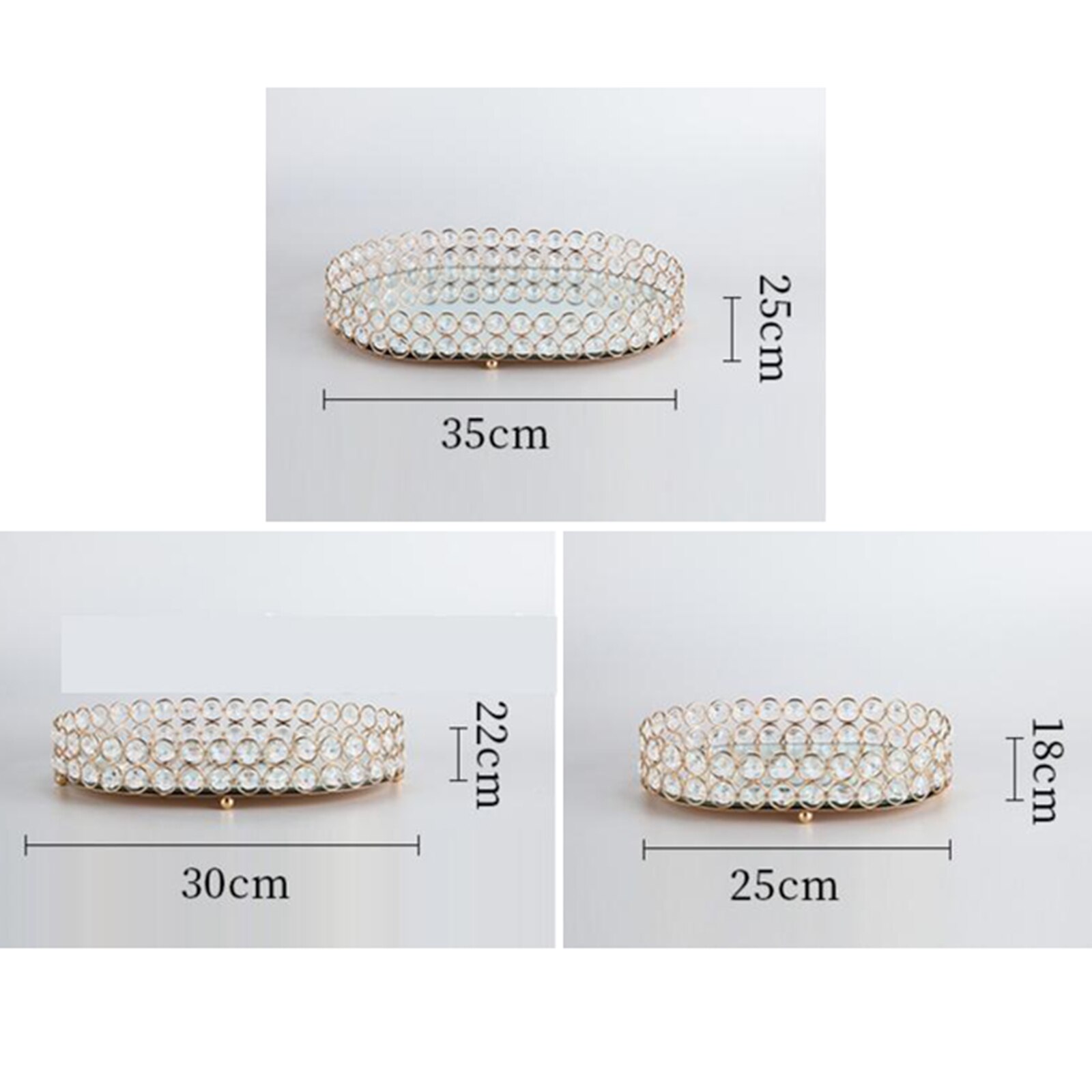 Mirrored Crystal Vanity Tray Delicate Jewelry Storage Tray Glass Mirror Base Bedroom Bathroom Desktop Cosmetic Organize Plate