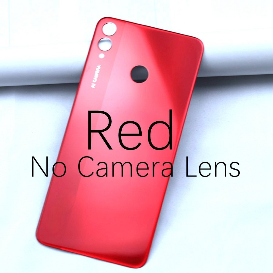 Back Glass Cover For HUAWEI Honor 8X Back Battery Cover Glass Panel Honor View 10 Lite Rear Door Housing Case With Camera Lens: Red No Lens