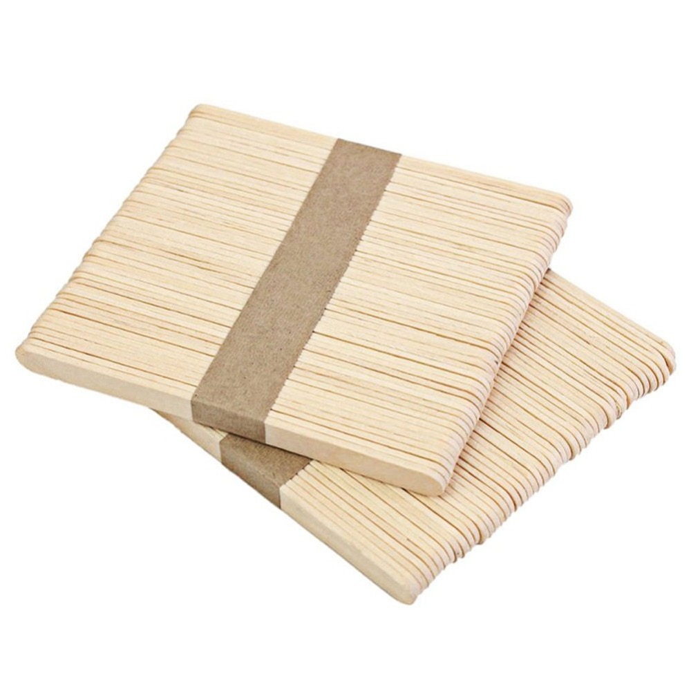 50Pcs Wooden Popsicle Stick Kids Hand Crafts Art Ice Cream Lolly Cake DIY Making Funny Tools