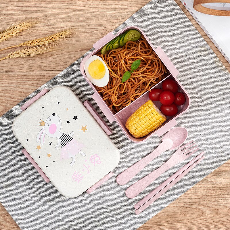 Leuke Cartoon Lunch Box Magnetron Servies Voedsel Opslag Container Kinderen Kids School Office Draagbare Bento Box