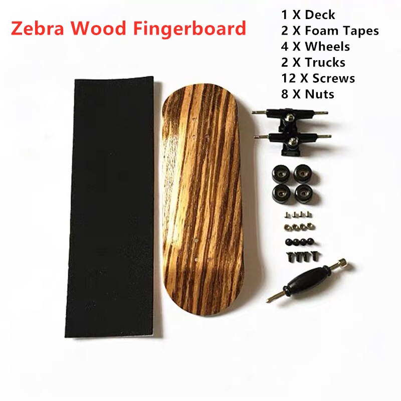 Purple Wooden Finger Skateboards Finger Skate Board Wood Fingerboard with Bearings Wheel Foam Screwdriver: Style A