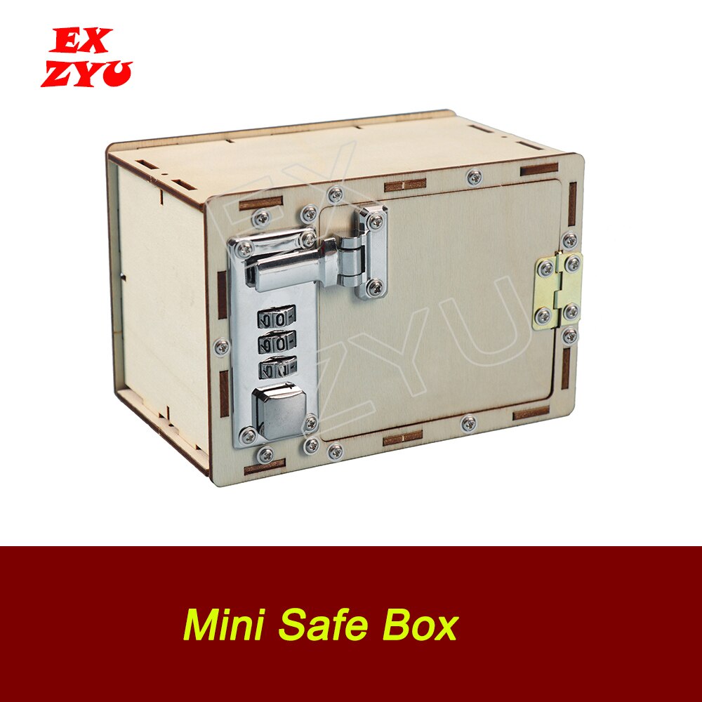 EXZYU Mini Safe Box Prop Real Life Escape Room Get the password to open the 3 numbers lock to get clues Chamber Room