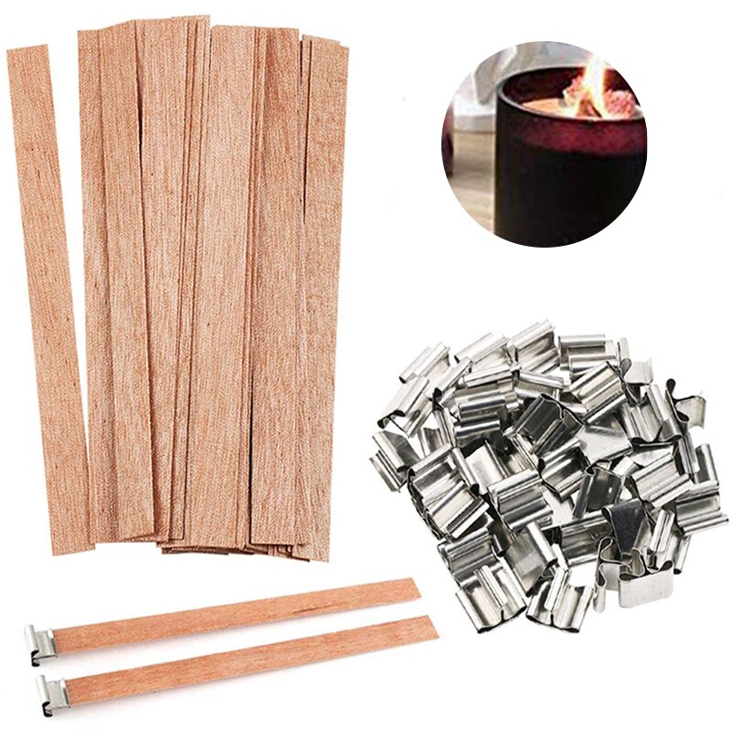 10PC Wooden Candles Wick With Sustainer Tab Candle Wick For DIY Candle Making Supplies Handmade Soy Parffin Wax Wick 6-13cm