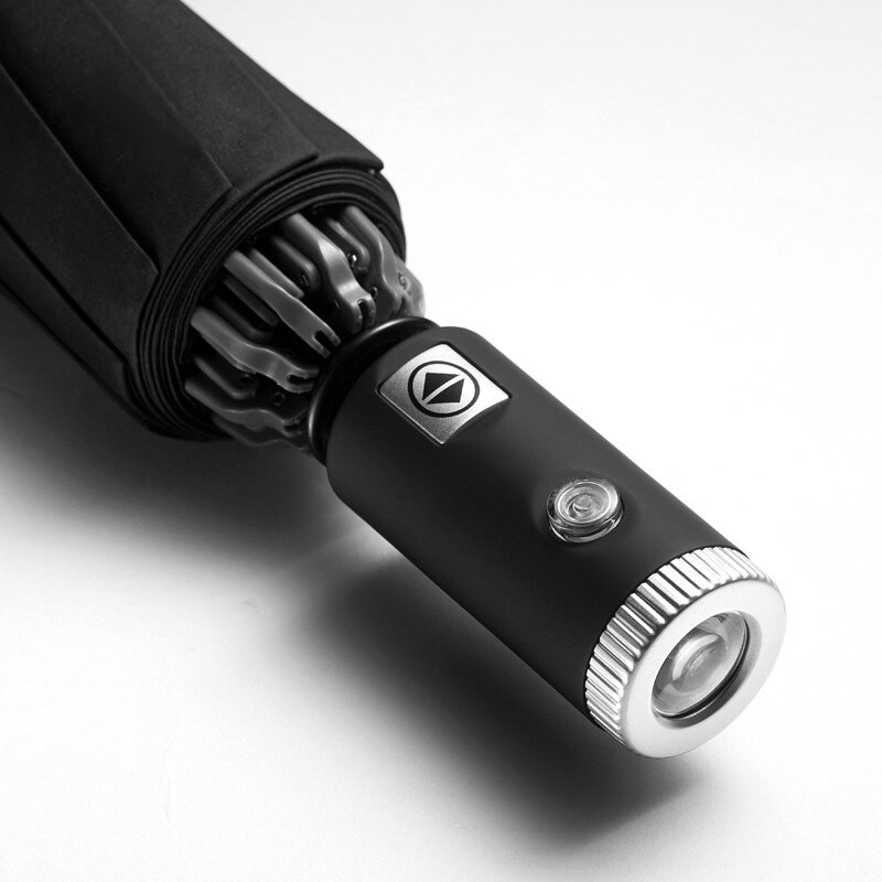 Automatische Vouwen Automatische Open Reverse Paraplu Mannelijke Sunny Regen Sterk Reflecterende Anti-Wind Paraplu Met Led