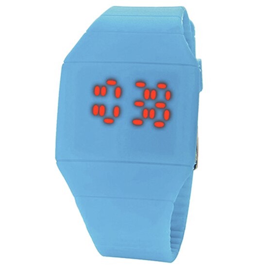 Heren dames touch digitaal led siliconen sporthorloge ultradun horloge dames led digitaal polshorloge: Meerblauw