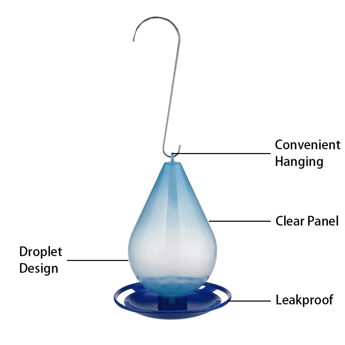 Wild Bird Hanging Water Feeders Water Droplet Shaped Bird Waterer Automatic Feeding Tool with Hook Outdoor Garden Decor