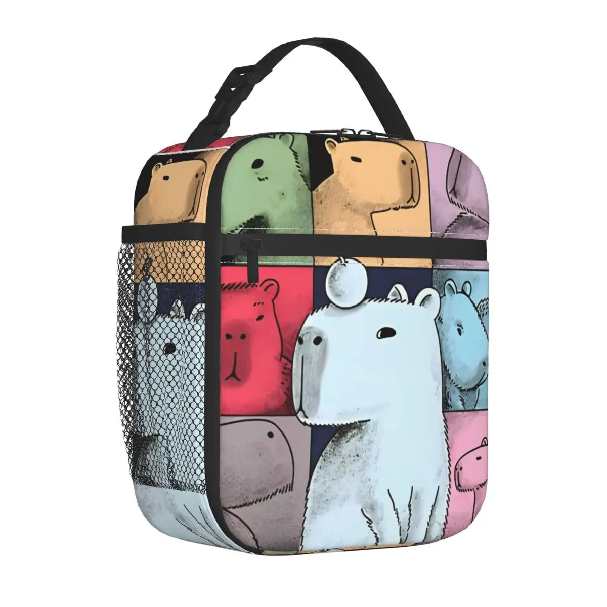 Bee And Capybara Thermal Insulated Lunch Bags for Travel Bee Cappy Reusable Food Container Bags Cooler Thermal Lunch Boxes: Orange