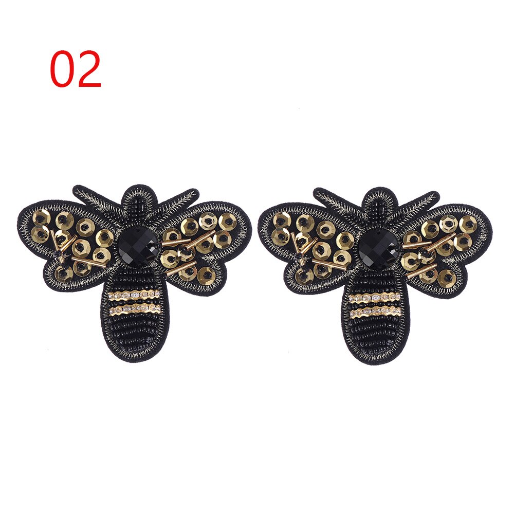 3D Handmade Rhinestone Bee Beaded Patches Sew On Sequin Patch For Clothing Beading Applique Cute Patch: 2