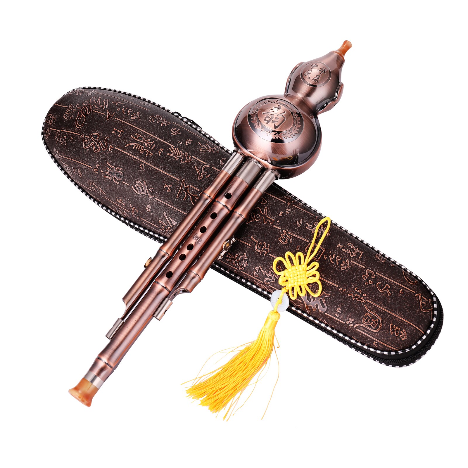 Tradycyjny chińnarty Hulusi metal Cucurbit flet etniczny instrument muzyczny z drobnym pudełkiem dla początkujących i profesjonalistów