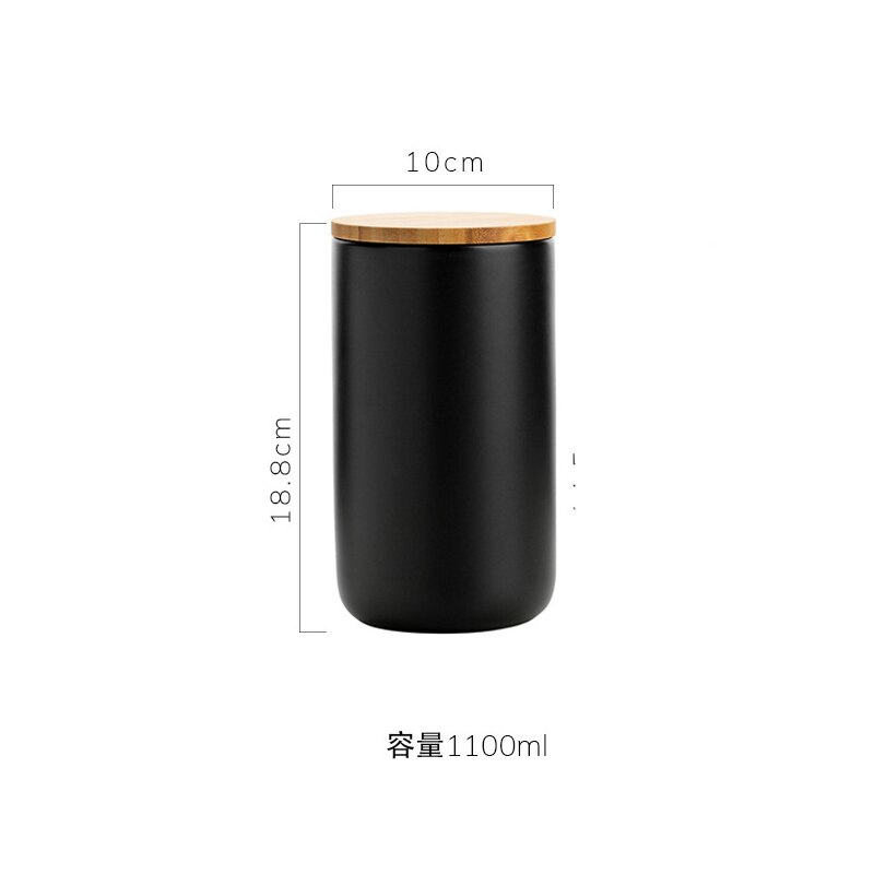 Nordic Black White Ceramic Jars Golden Stroke Matte Storage Suger Jar Coffee Cereal Dispenser Sealed Jar Kitchen Canister Sets: C-10x10x18.8cm