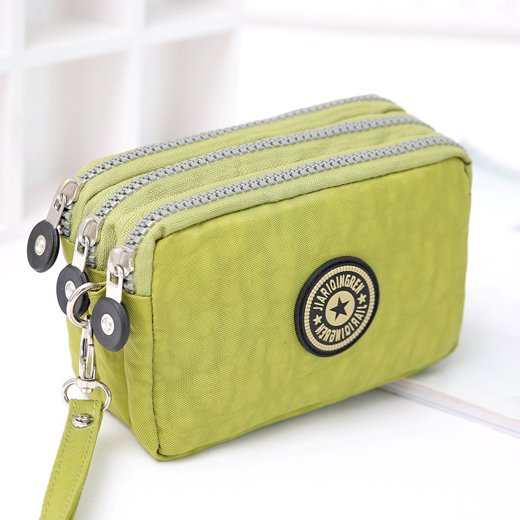 Cartera portátil con tres cremalleras para mujer, Mini bolso de gran capacidad, bolso de maquillaje, monedero, novedad: YELLOW
