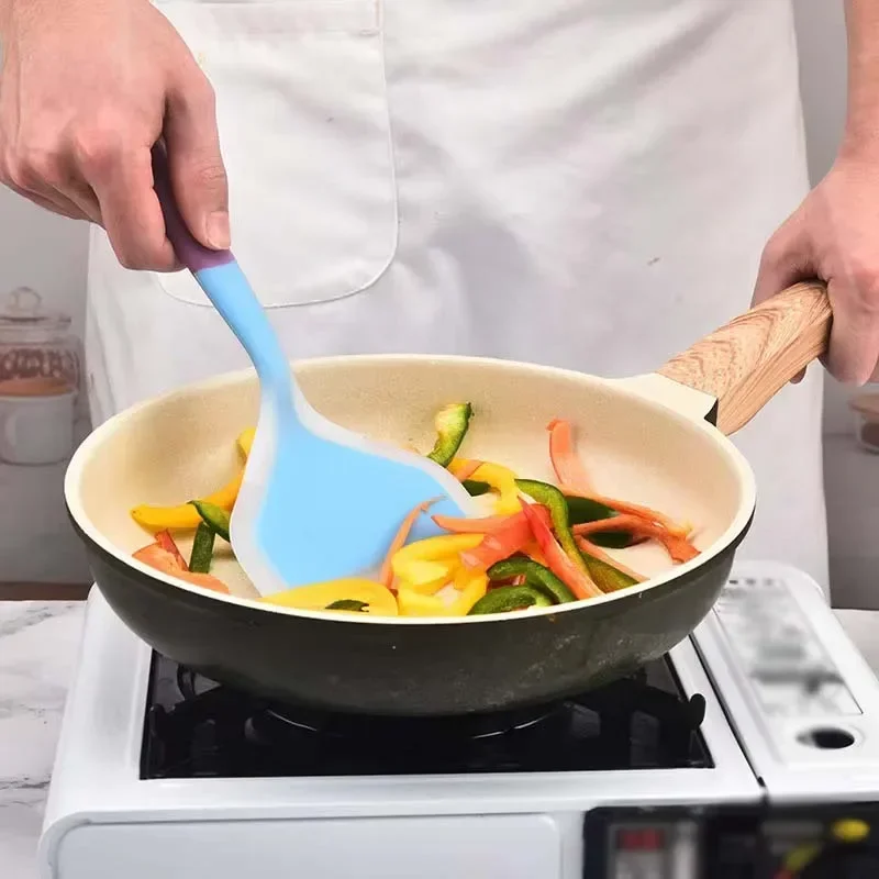 Espátula de silicona de boca ancha, raspador antiadherente, carne, huevo, espátula para cocinar, herramientas para hornear panqueques, pala de cocina