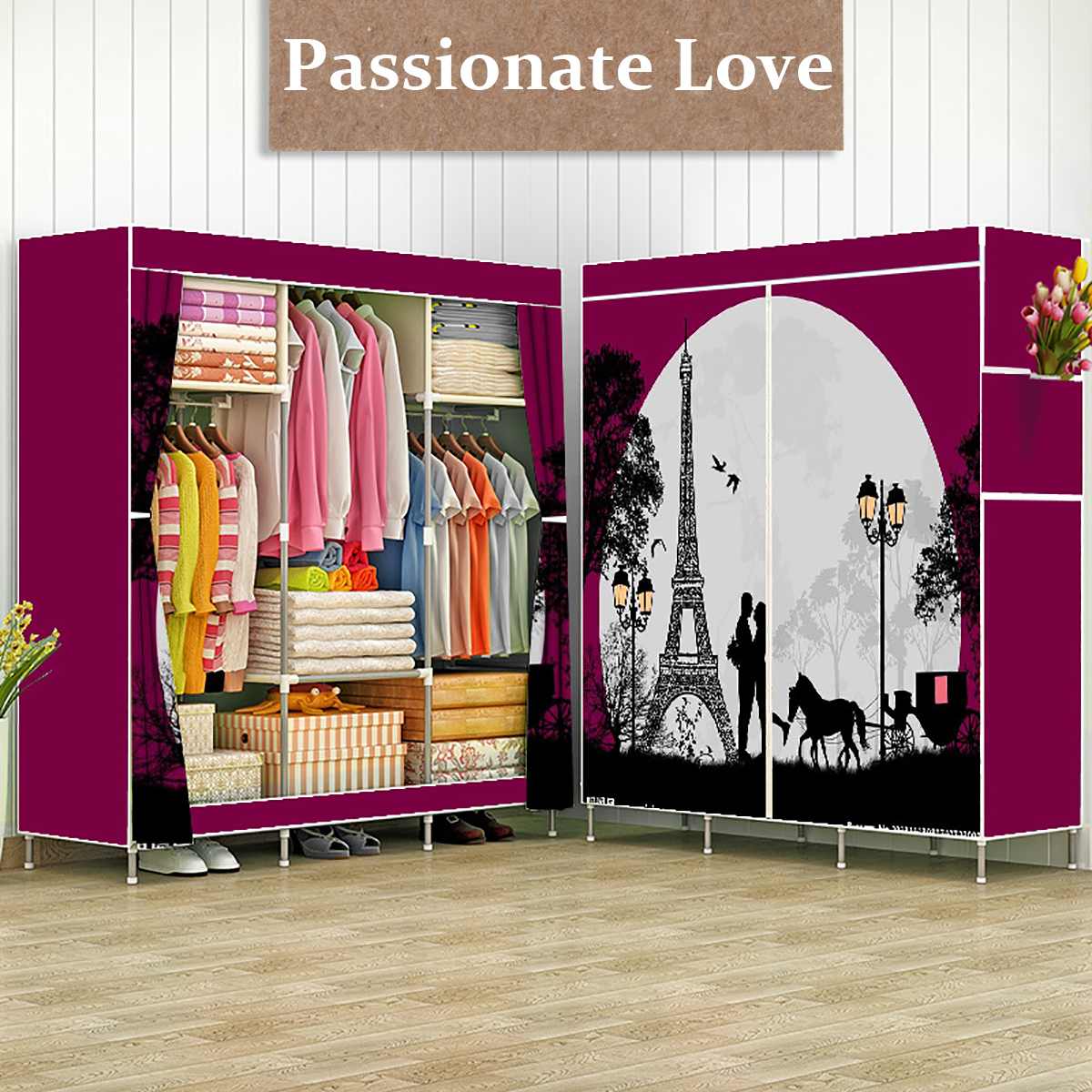 Cloth Wardrobe Closet Bedroom Furniture Set Foldin... – Grandado