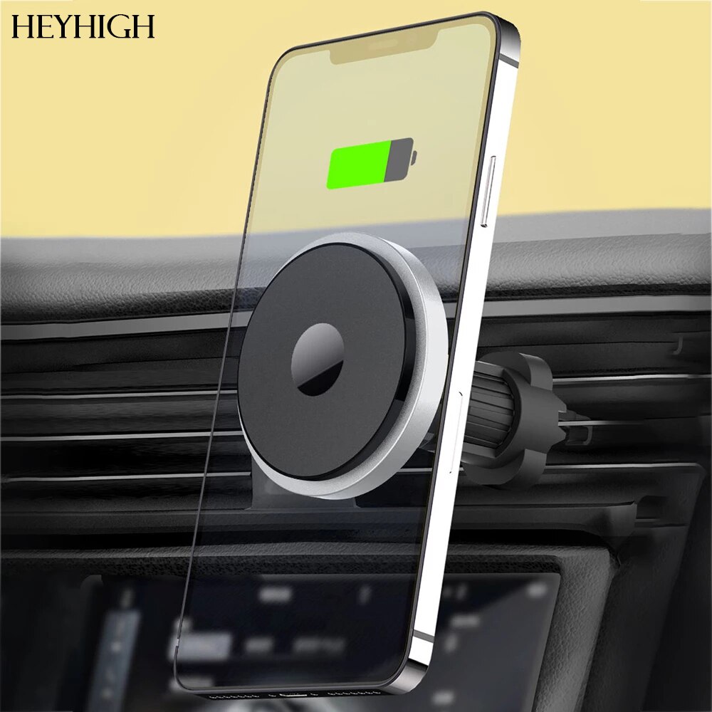 15W Magnetic Wireless Car Charger for iPhone 12 Pro Max - Qi Fast Charge Vent Mount Magsafe Phone Holder