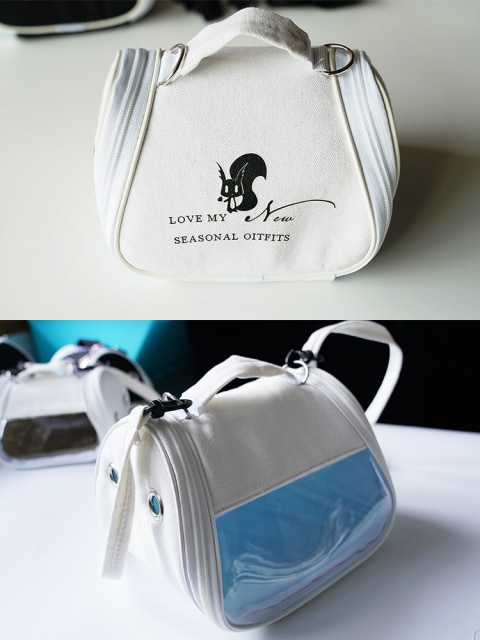 Portable Bird Cage Parrot Carrier Bag Transparent Vine Hamster Lizard Backpack Sugar Glider House for Small Pet Outdoor Travel: White canvas fleece / S 16X16XH12.5CM