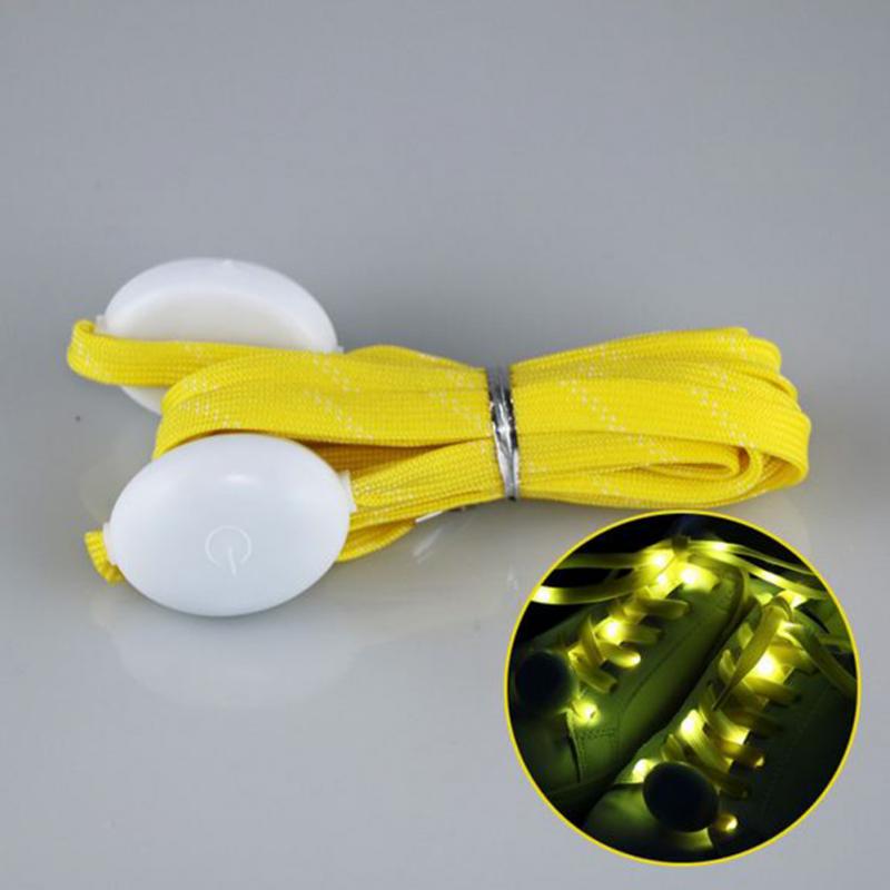 LED clignotant lacet multicolore lueur couleur changeante lacet nuit en cours d'exécution étanche Shoestrings 120 cm longueur: yellow