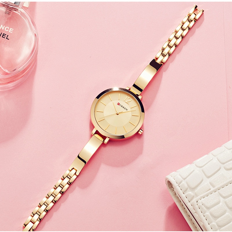 CURREN Gold Women Watches Stainless Steel Ultra thin Quartz Watch Woman Romantic Clock Women&#39;s Watches Montre Femme