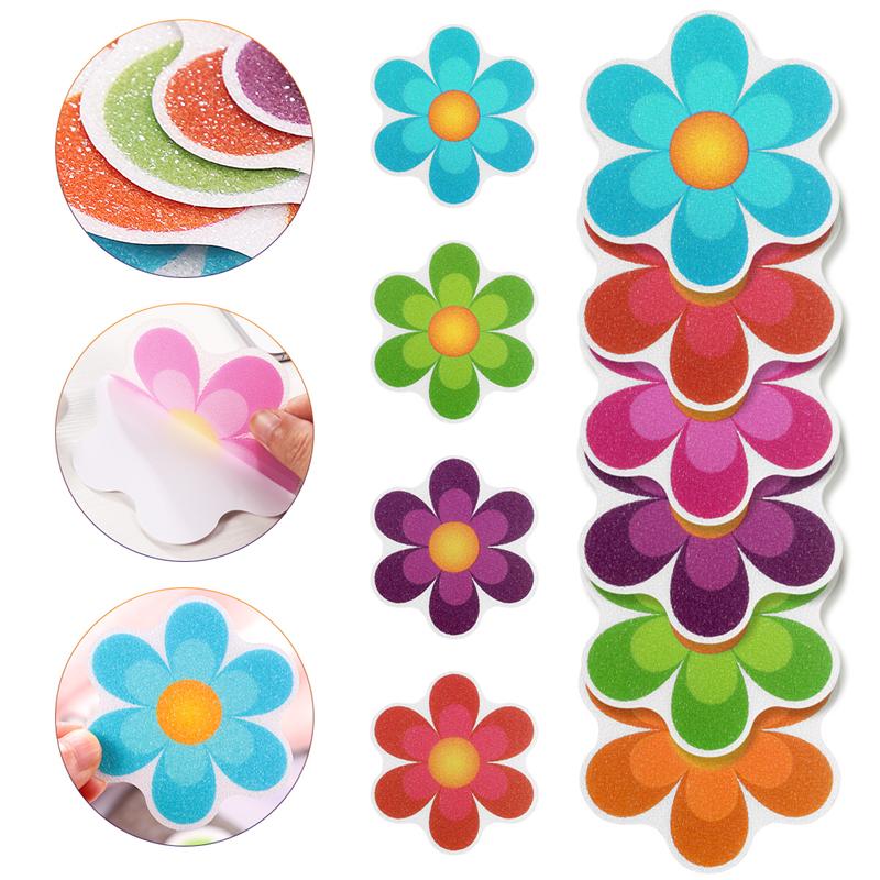 10pcs Colorful Flower Anti-Slip di Auto-Adesivo Sticker Creativo Decalcomanie Gomma PEVA Non-Slip Adesivi Per vasca da bagno Doccia Superfici