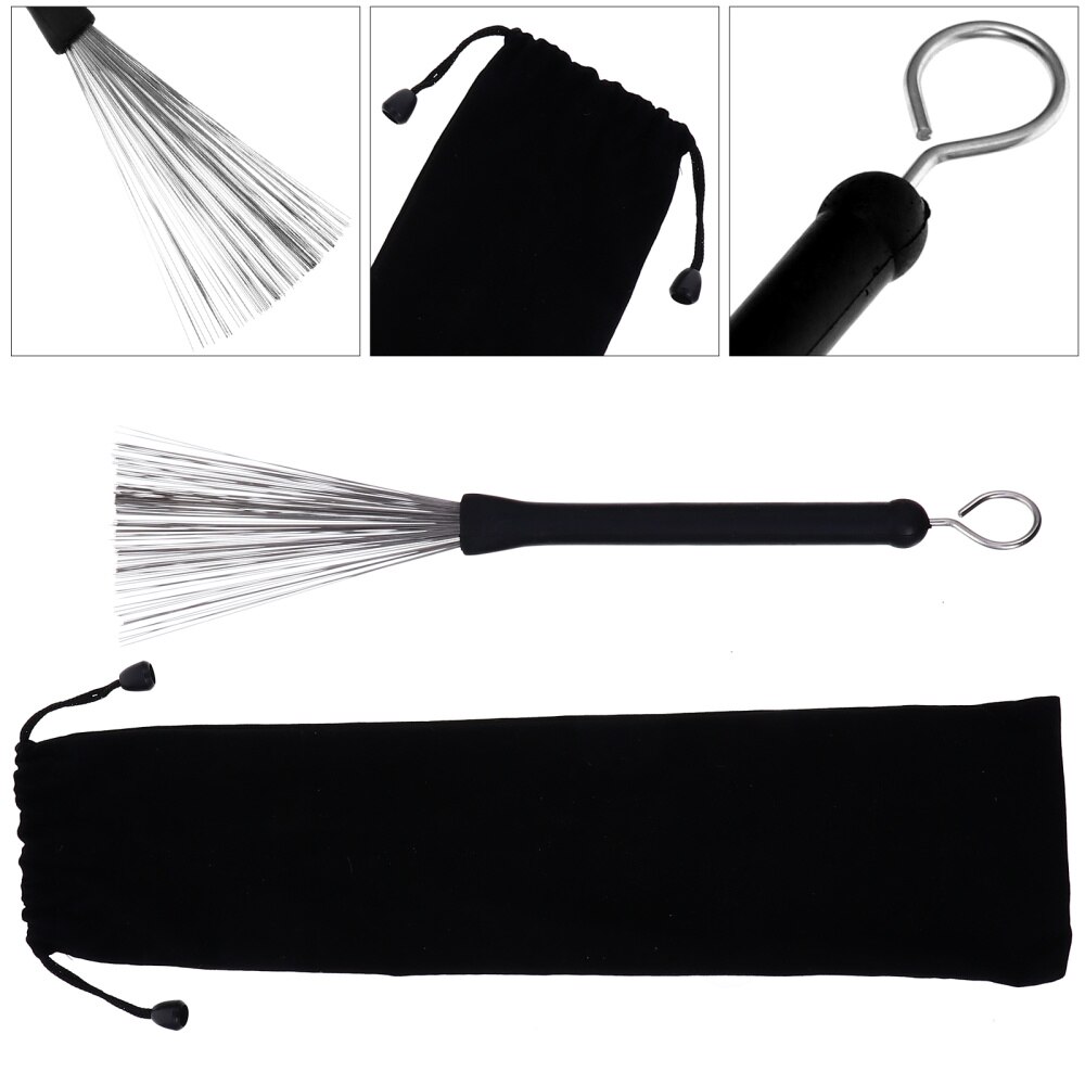 1 Pair Retractable Drum Brushes Drum Wire Brushes Drum Sticks Brush with Bag