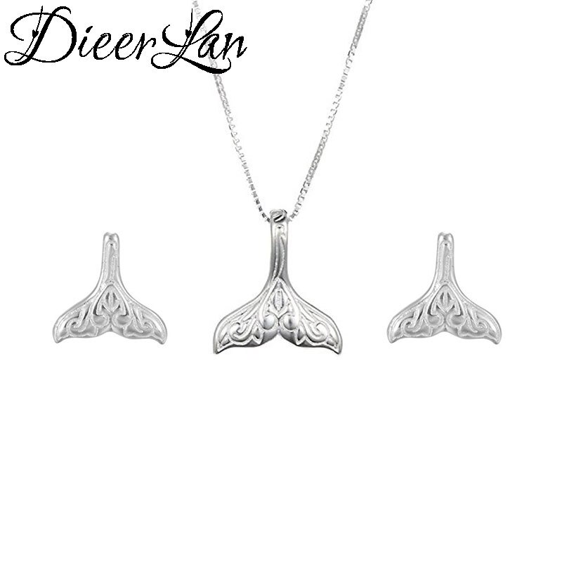 Dieerlan Bijoux Dubai Sieraden Sets 925 Sterling Zilveren Vis Mermaid Tail Kettingen Oorbellen Voor Vrouwen Meisjes Statement Sieraden