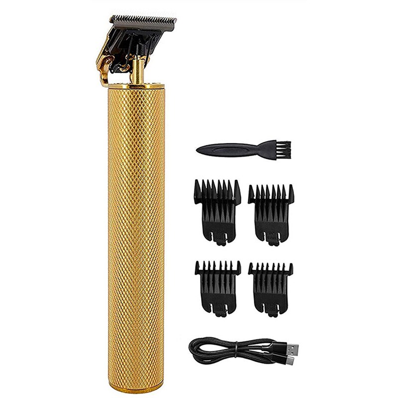 All-metal Barber Hair Clipper Electric Hair Trimmer Men Cordless Haircut Beard Shaver Magic Machine Rechargeable: gold
