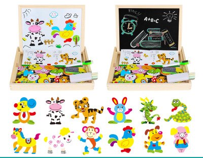 100 + Stuks Houten Magnetische Puzzel Speelgoed Kinderen 3D Puzzel Figuur/Dieren/Voertuig/Circus Tekentafel 8 stijlen Leren Houten Speelgoed: B-1