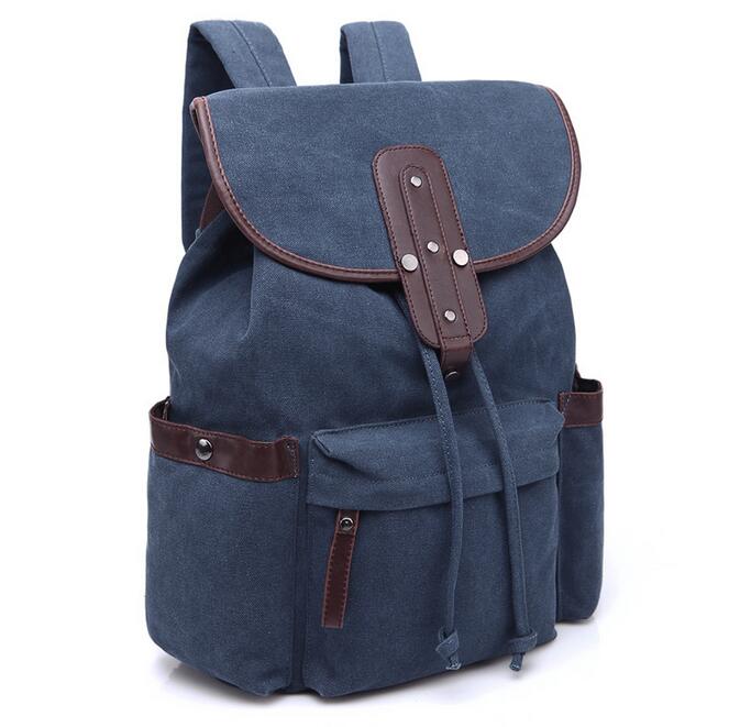 070717 men backpack canvas school student shoulder bag