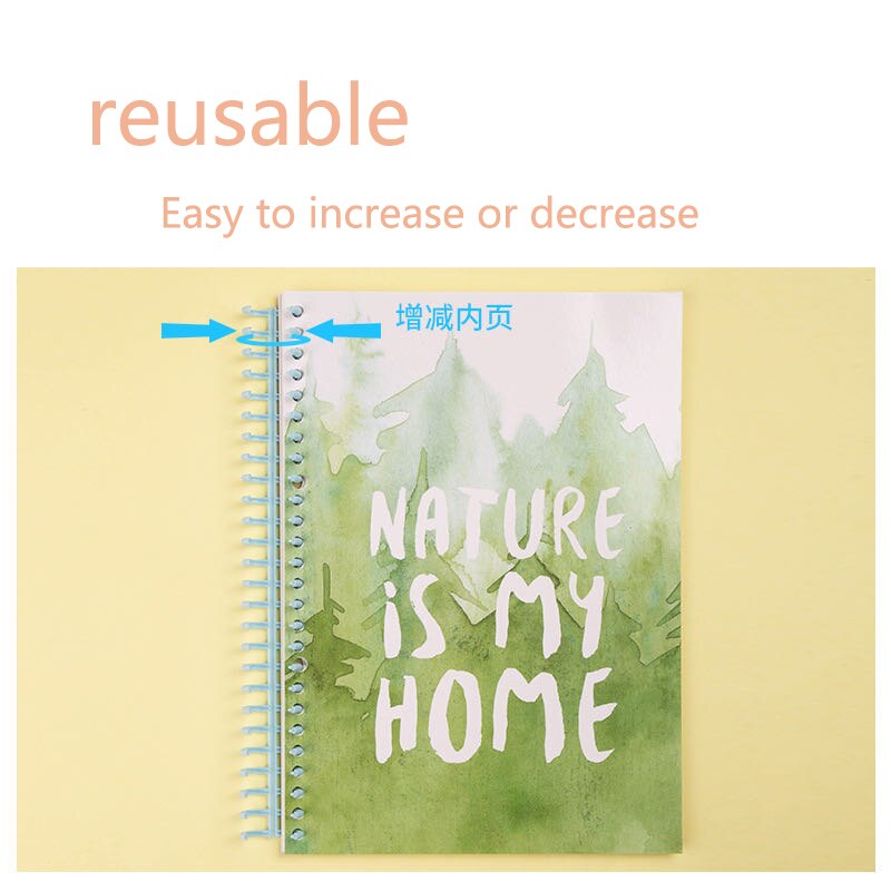 Anillo de encuadernación de plástico de hojas sueltas, anillos en espiral de resorte para 30 agujeros, A4, A5, A6, papel, cuaderno, papelería, suministros de oficina, 10 piezas, 30 agujeros