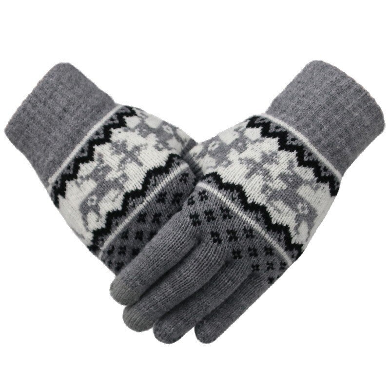1 Paar Fleece Vrouwen Winter Handschoenen Mode Kerst Print Warm Guantes Voor Vrouwen Mannen Touch Screen Dikker Volledige Vinger wanten